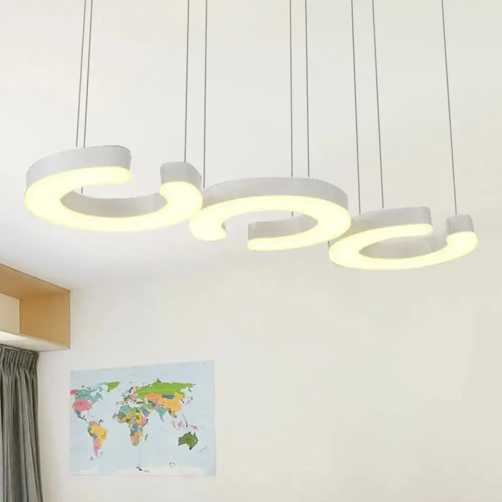 C-Shaped LED Pendant Lamp Kit - Minimalist Metal Design with Warm/White Light and Round/Linear Canopy