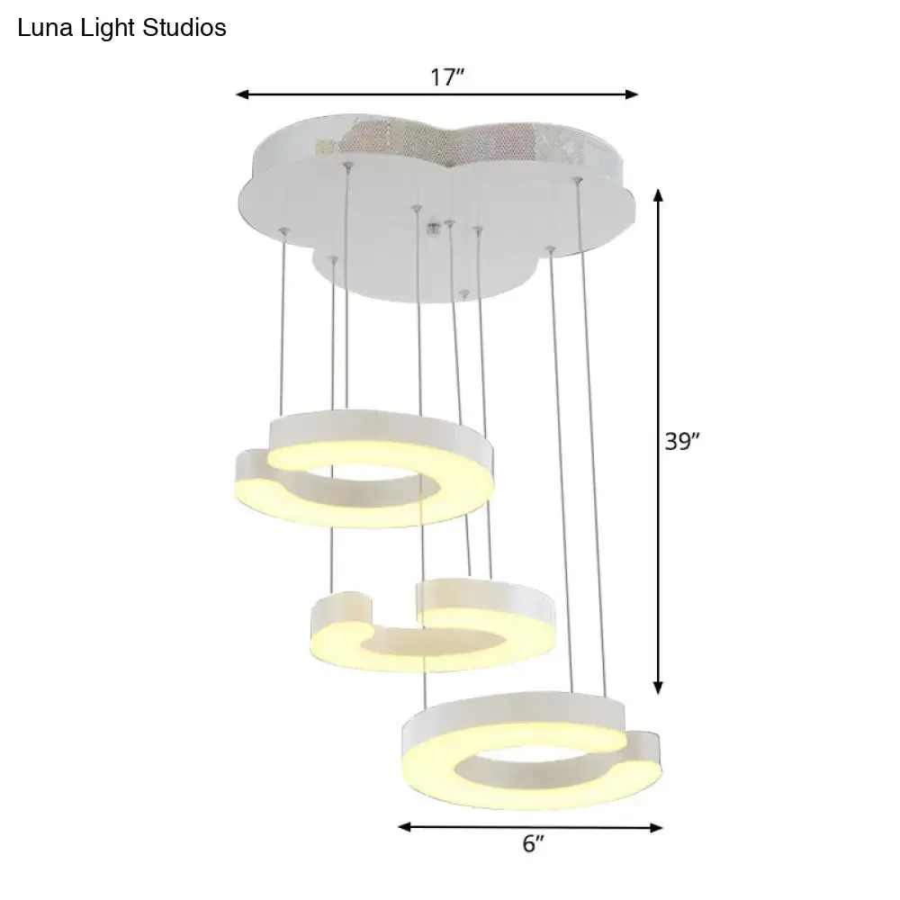 C-Shaped LED Pendant Lamp Kit - Minimalist Metal Design with Warm/White Light and Round/Linear Canopy