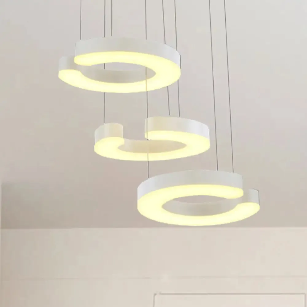 C-Shaped LED Pendant Lamp Kit - Minimalist Metal Design with Warm/White Light and Round/Linear Canopy