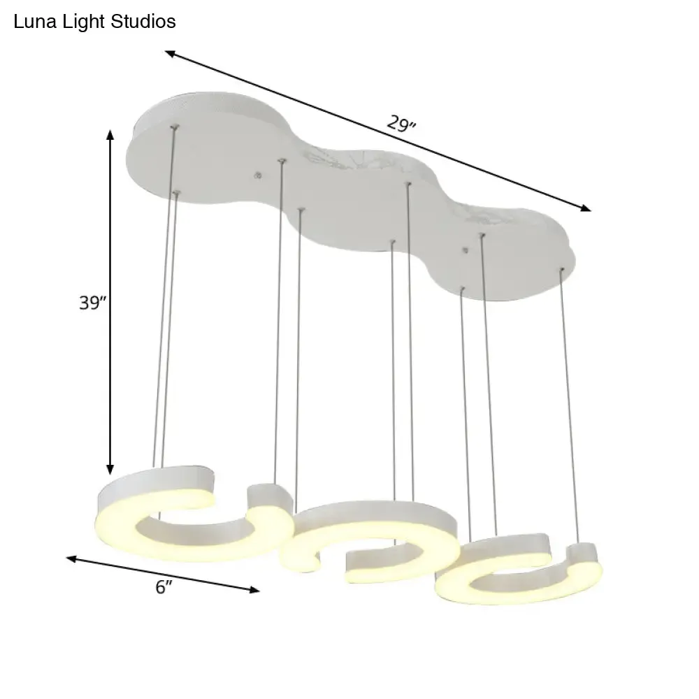 C-Shaped LED Pendant Lamp Kit - Minimalist Metal Design with Warm/White Light and Round/Linear Canopy