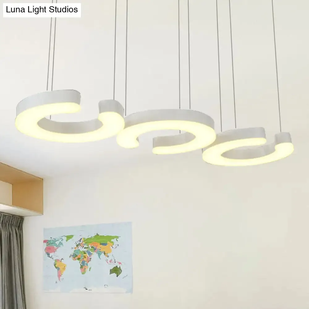 C-Shaped LED Pendant Lamp Kit - Minimalist Metal Design with Warm/White Light and Round/Linear Canopy