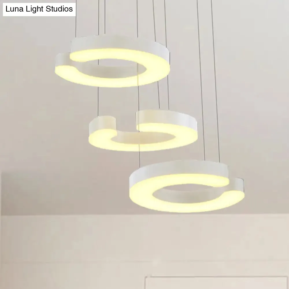 C-Shaped LED Pendant Lamp Kit - Minimalist Metal Design with Warm/White Light and Round/Linear Canopy