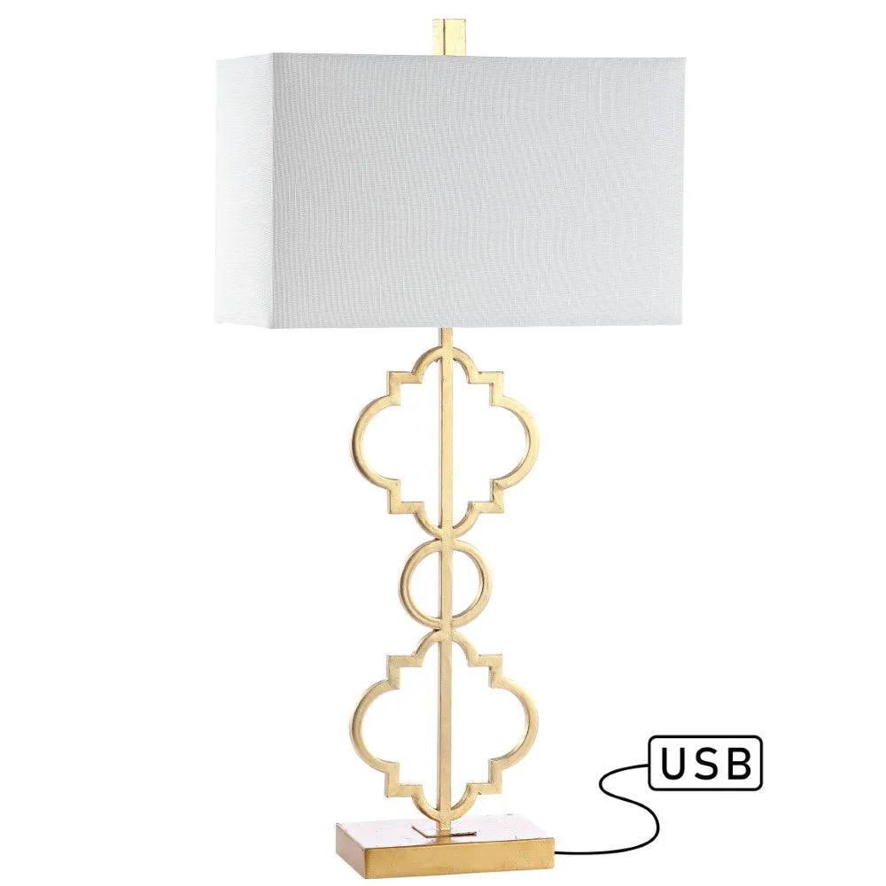 Carnegie 32" Iron Ogee Trellis Modern LED USB Table Lamp