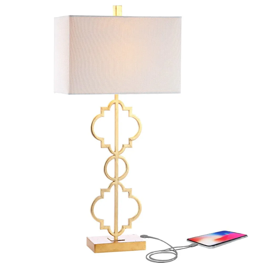 Carnegie 32" Iron Ogee Trellis Modern LED USB Table Lamp