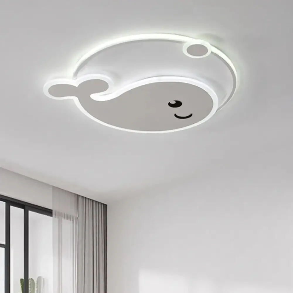 Cartoon Acrylic Whale Flush Mount Chandelier for Bedroom