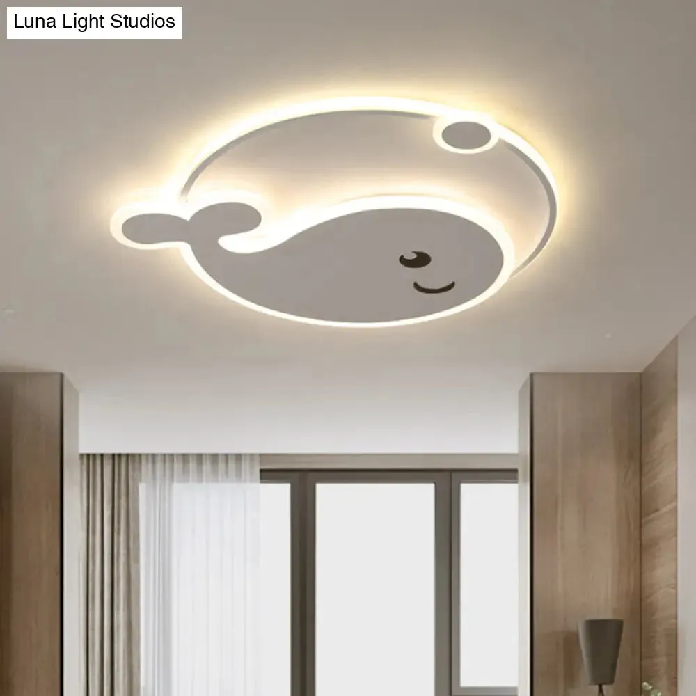 Cartoon Acrylic Whale Flush Mount Chandelier for Bedroom