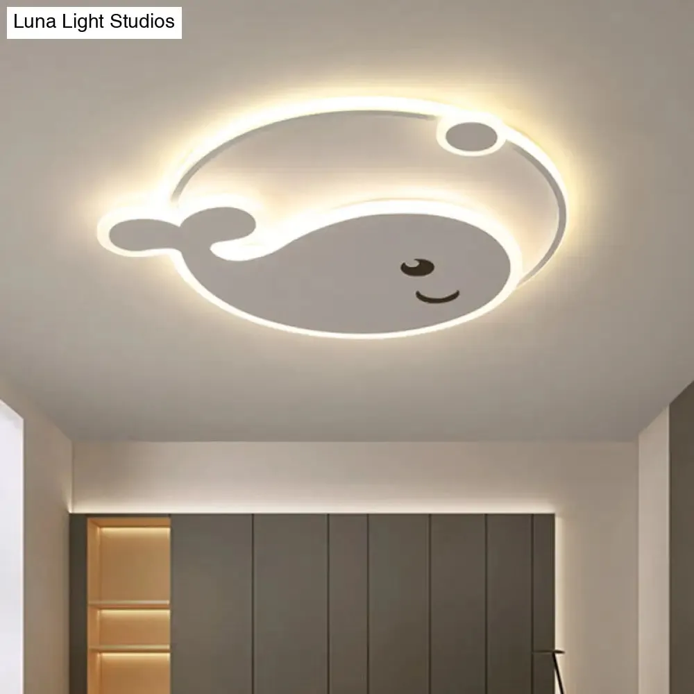 Cartoon Acrylic Whale Flush Mount Chandelier for Bedroom