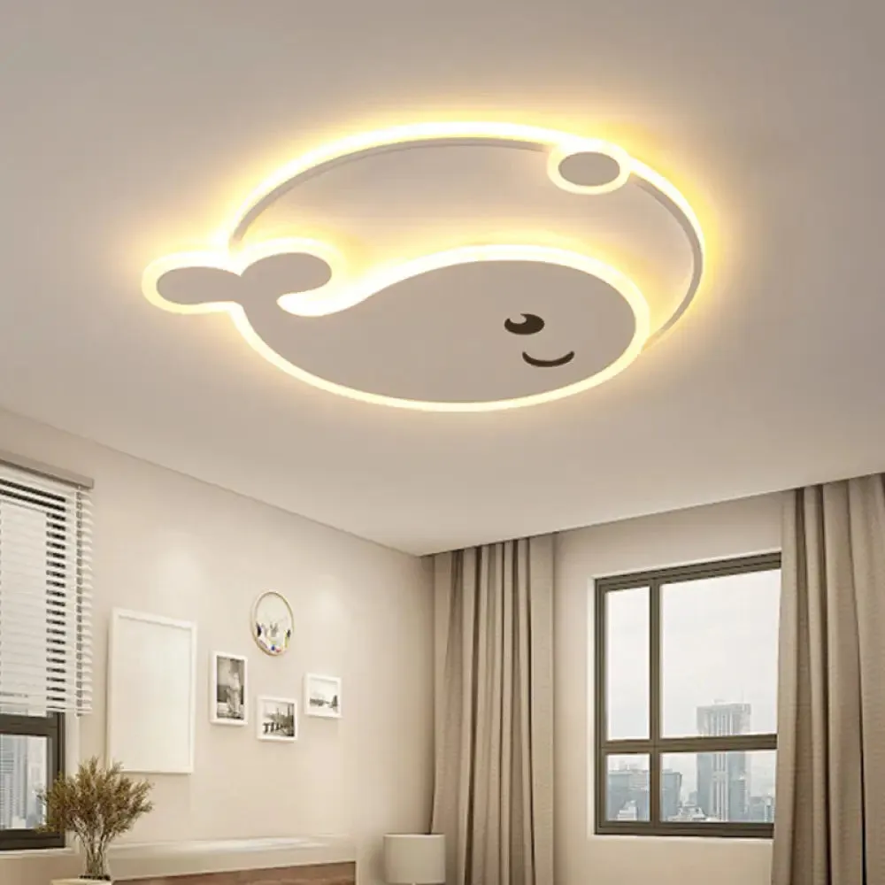 Cartoon Acrylic Whale Flush Mount Chandelier for Bedroom