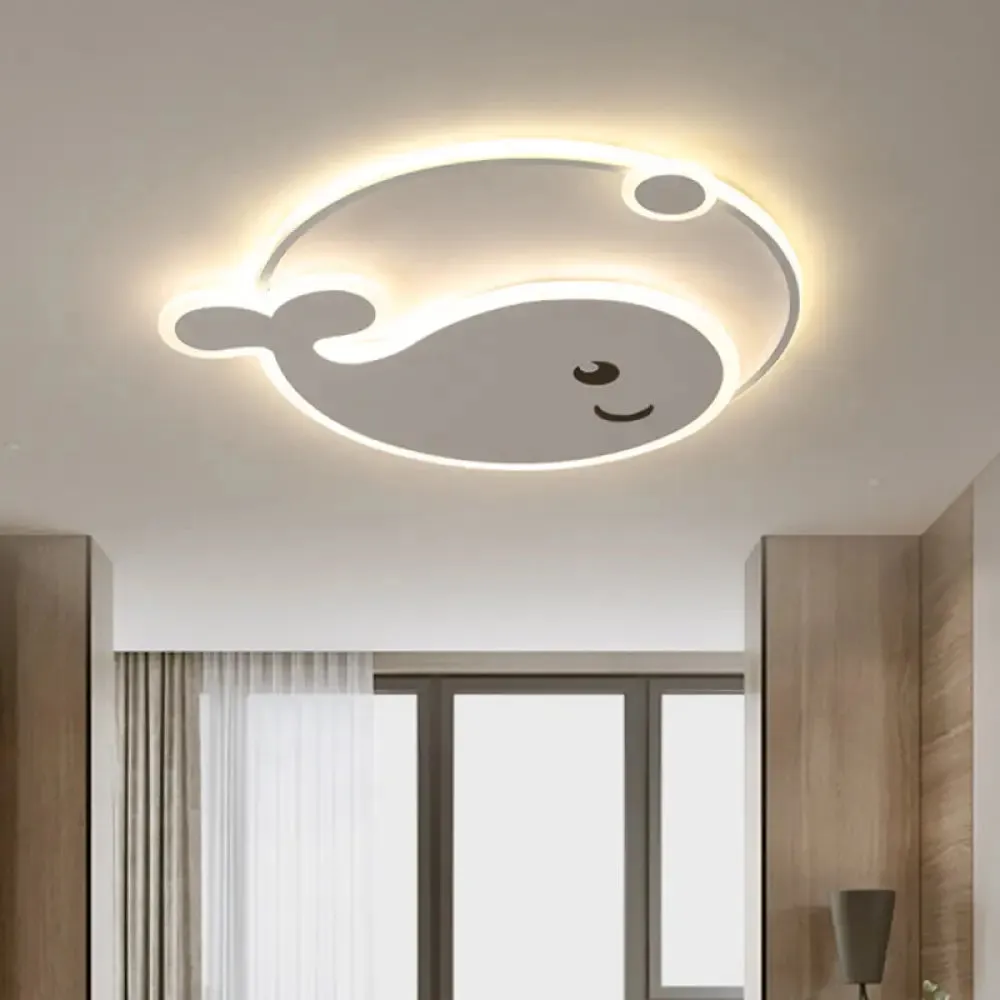 Cartoon Acrylic Whale Flush Mount Chandelier for Bedroom