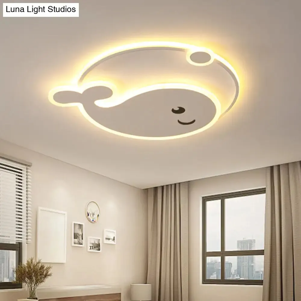 Cartoon Acrylic Whale Flush Mount Chandelier for Bedroom