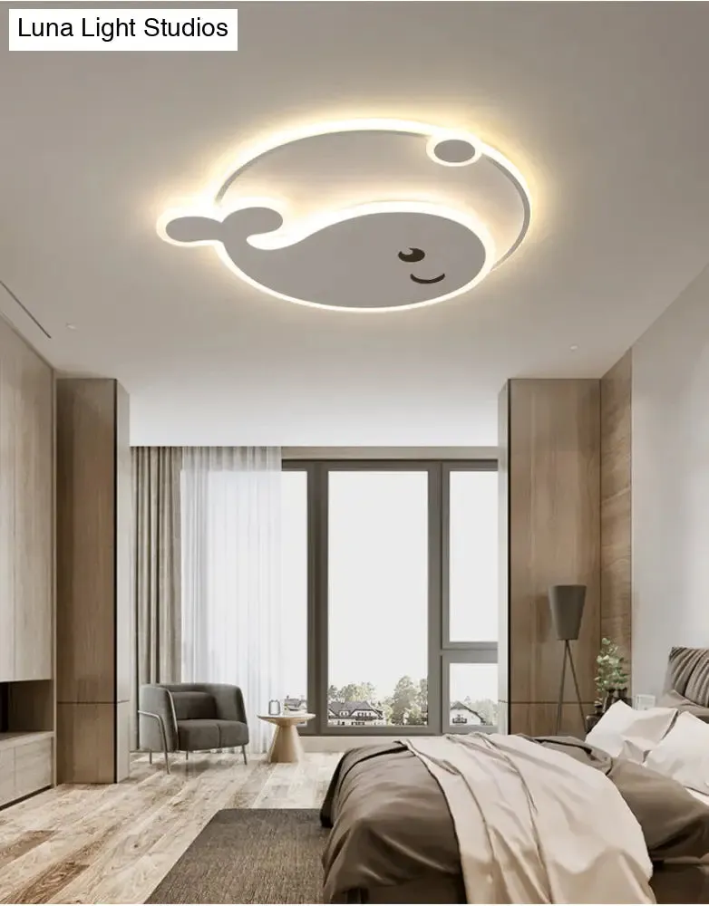 Cartoon Acrylic Whale Flush Mount Chandelier for Bedroom