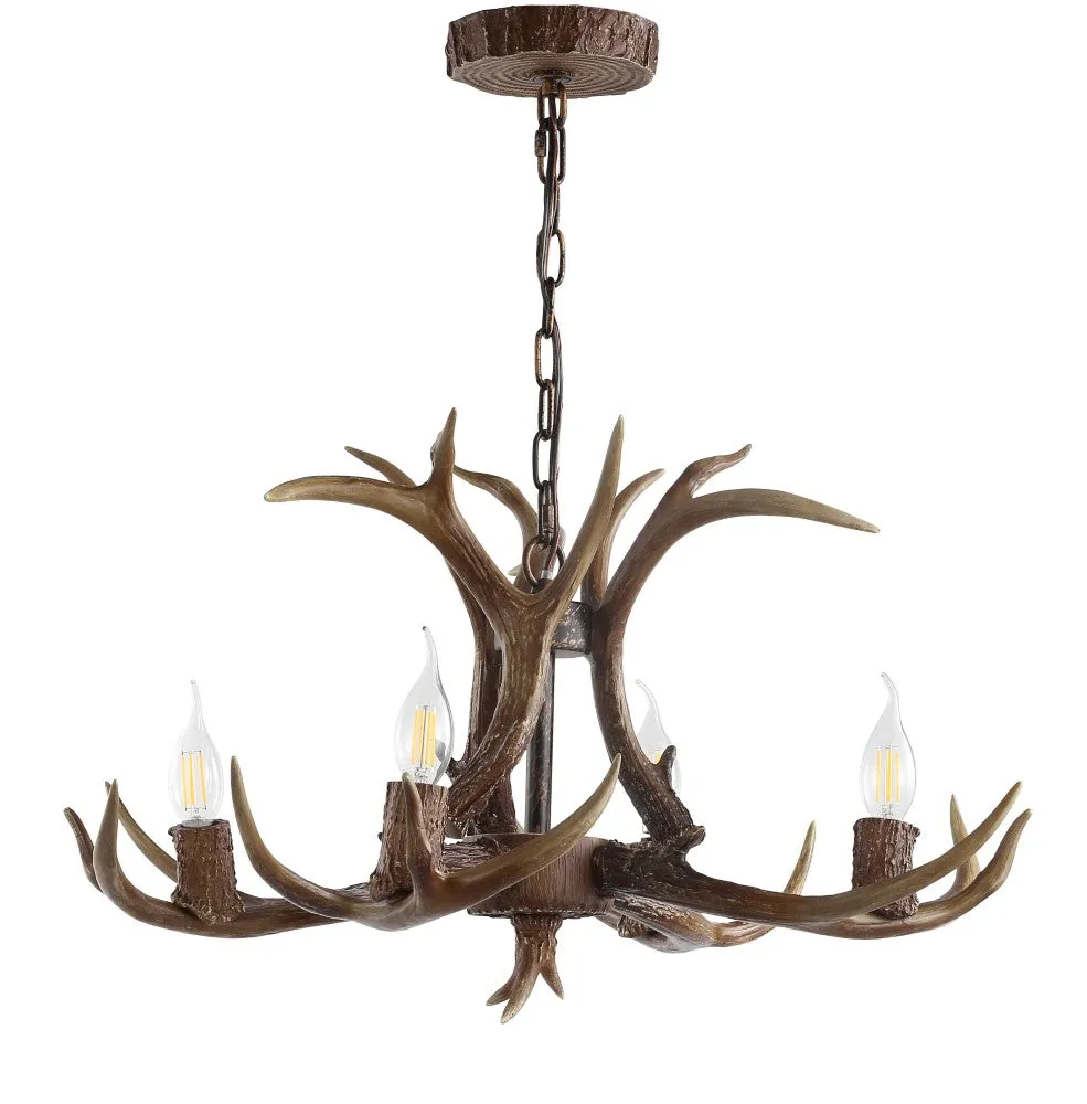 Cindy 30" Adjustable Resin Antler 5-Light LED Chandelier