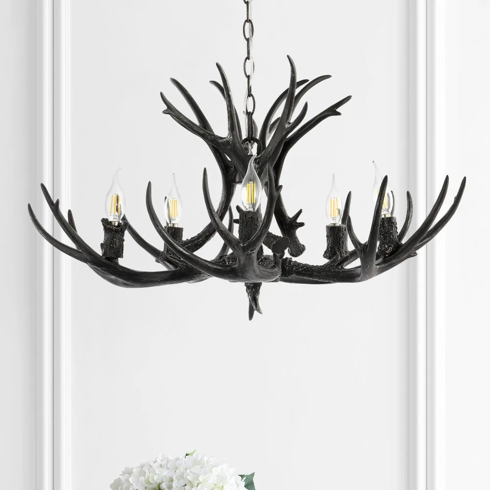 Cindy 30" Adjustable Resin Antler 5-Light LED Chandelier