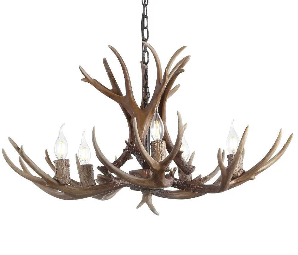 Cindy 30" Adjustable Resin Antler 5-Light LED Chandelier