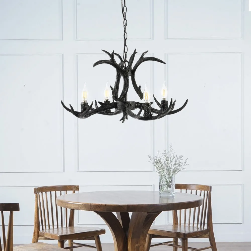 Cindy 30" Adjustable Resin Antler 5-Light LED Chandelier