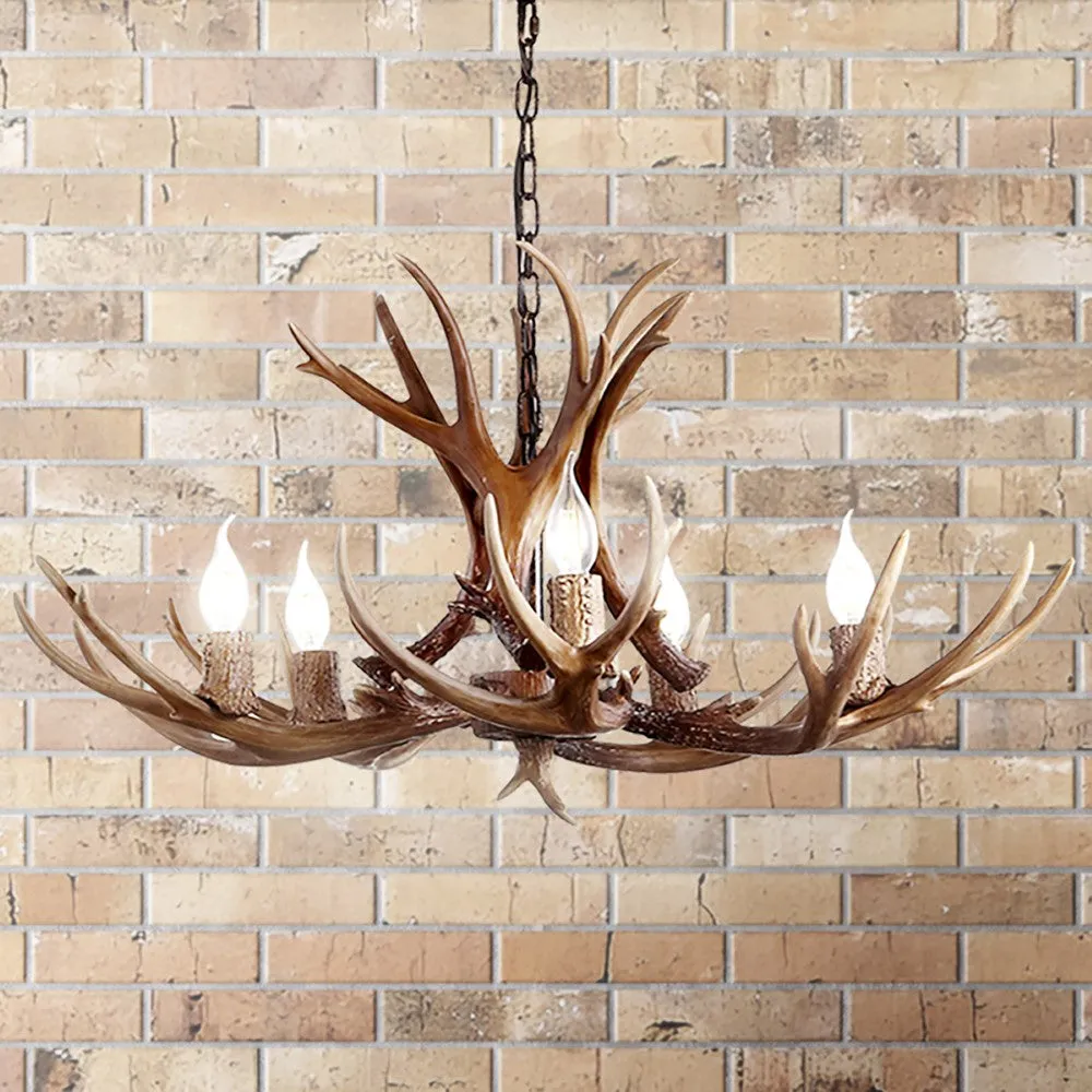 Cindy 30" Adjustable Resin Antler 5-Light LED Chandelier