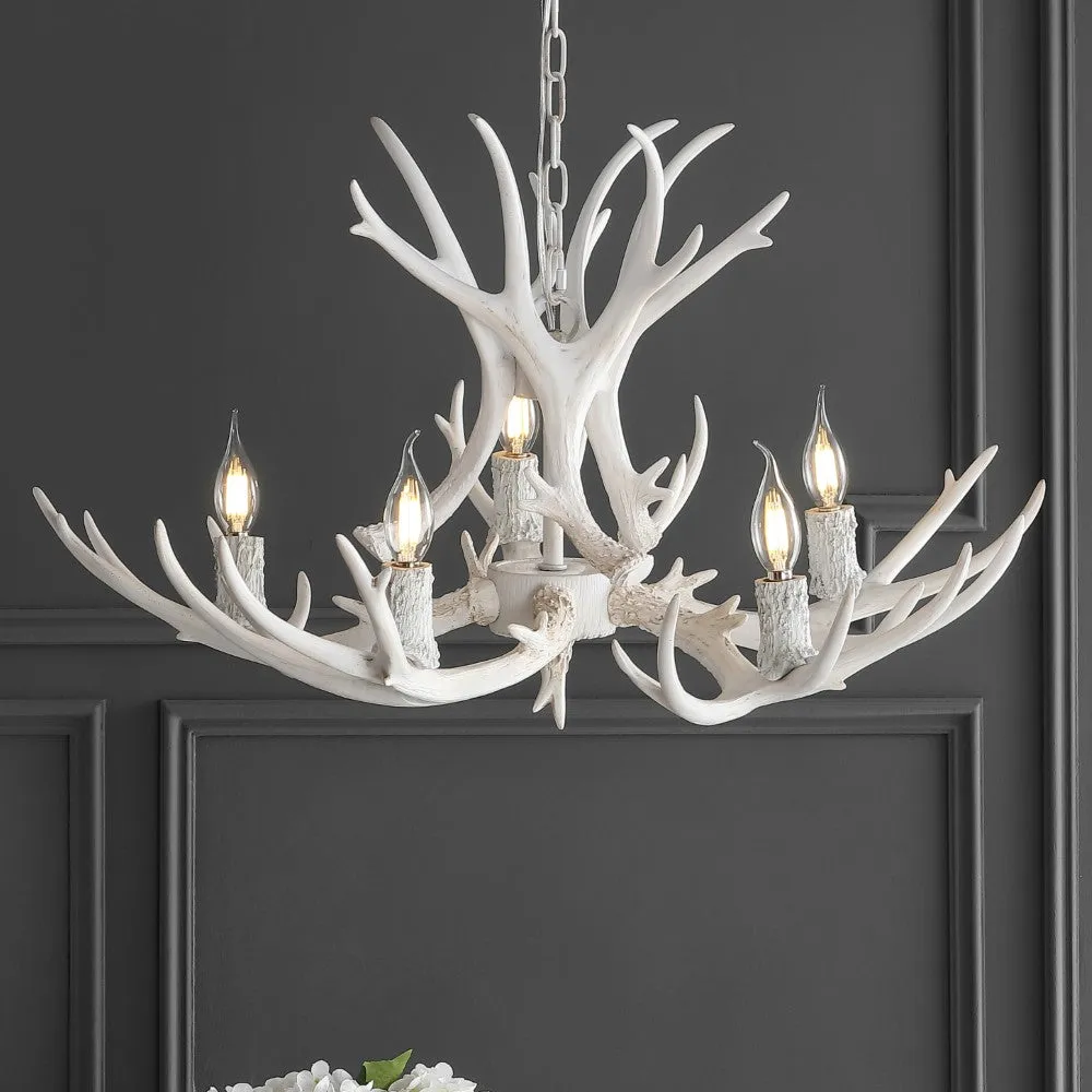 Cindy 30" Adjustable Resin Antler 5-Light LED Chandelier