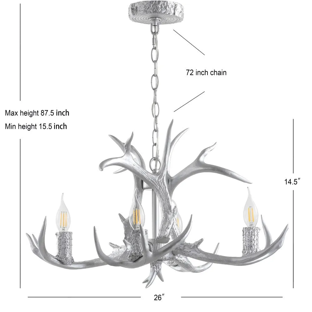 Cindy 30" Adjustable Resin Antler 5-Light LED Chandelier