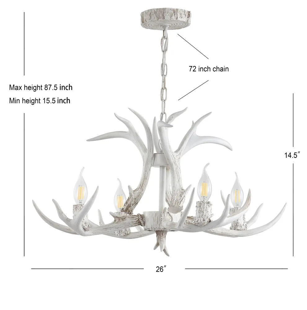 Cindy 30" Adjustable Resin Antler 5-Light LED Chandelier