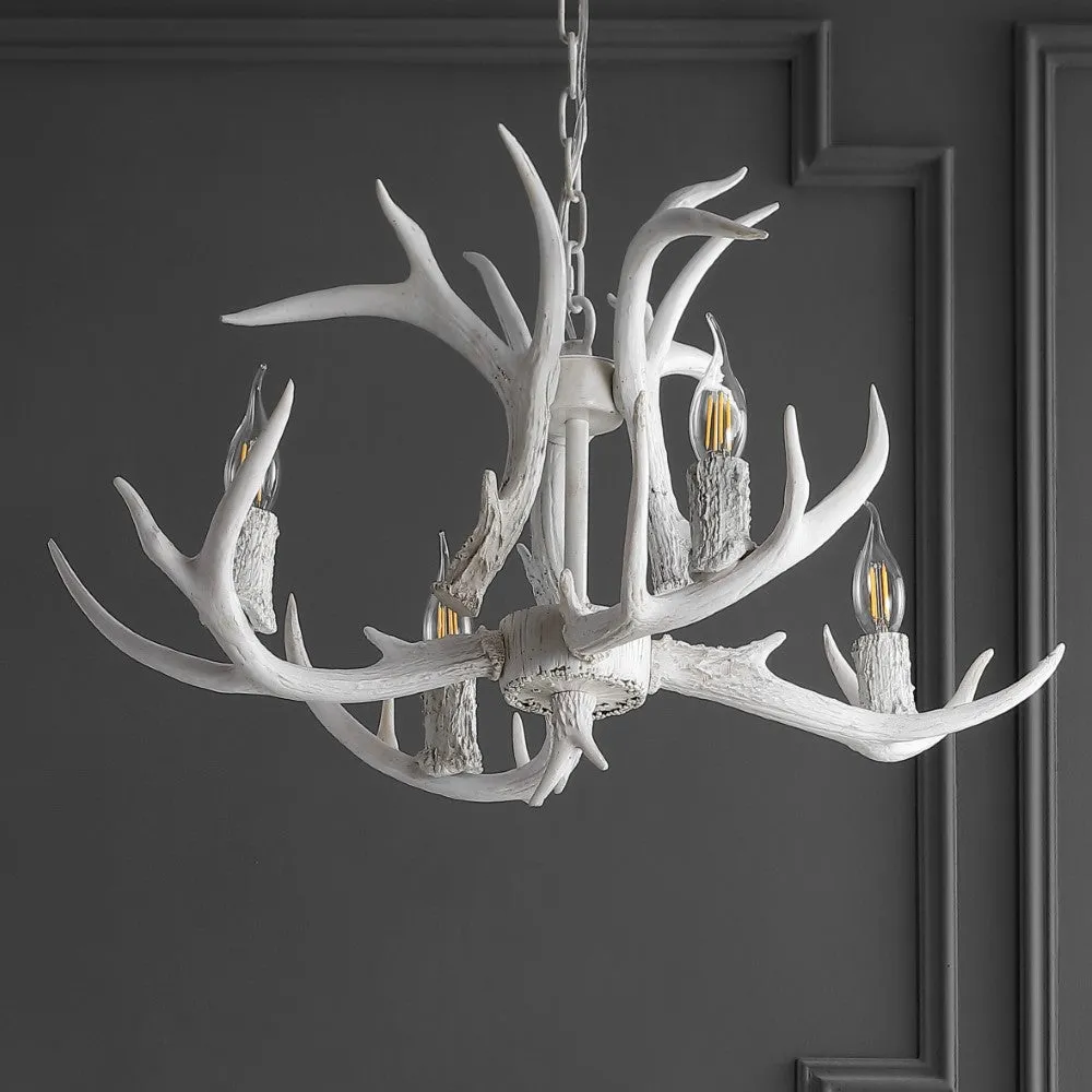 Cindy 30" Adjustable Resin Antler 5-Light LED Chandelier