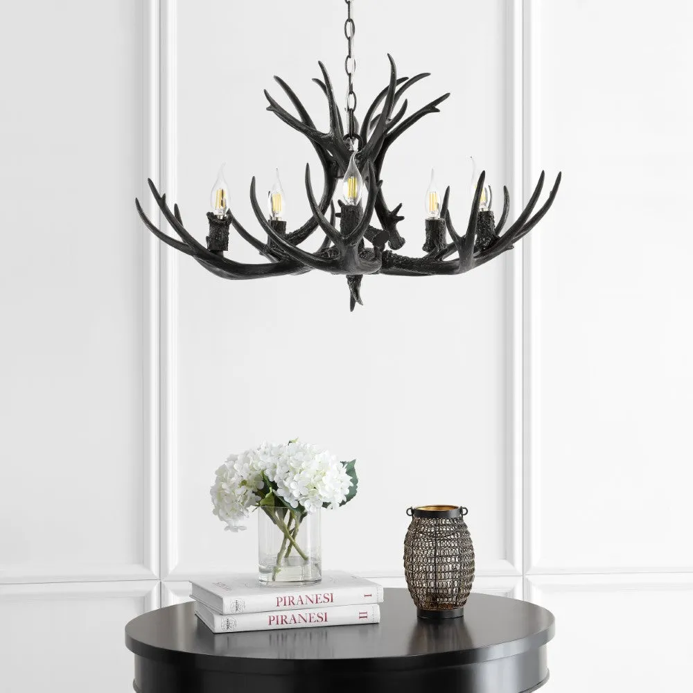 Cindy 30" Adjustable Resin Antler 5-Light LED Chandelier