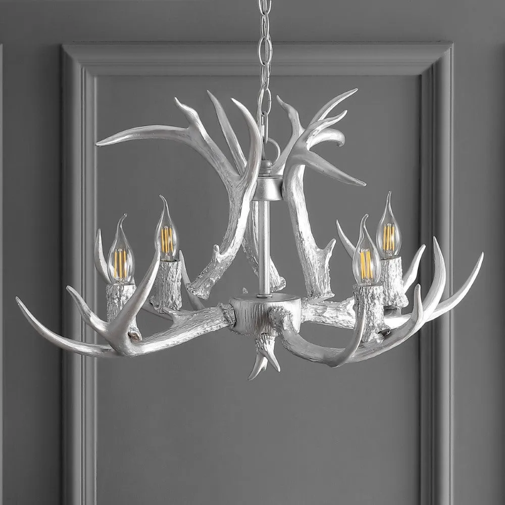 Cindy 30" Adjustable Resin Antler 5-Light LED Chandelier