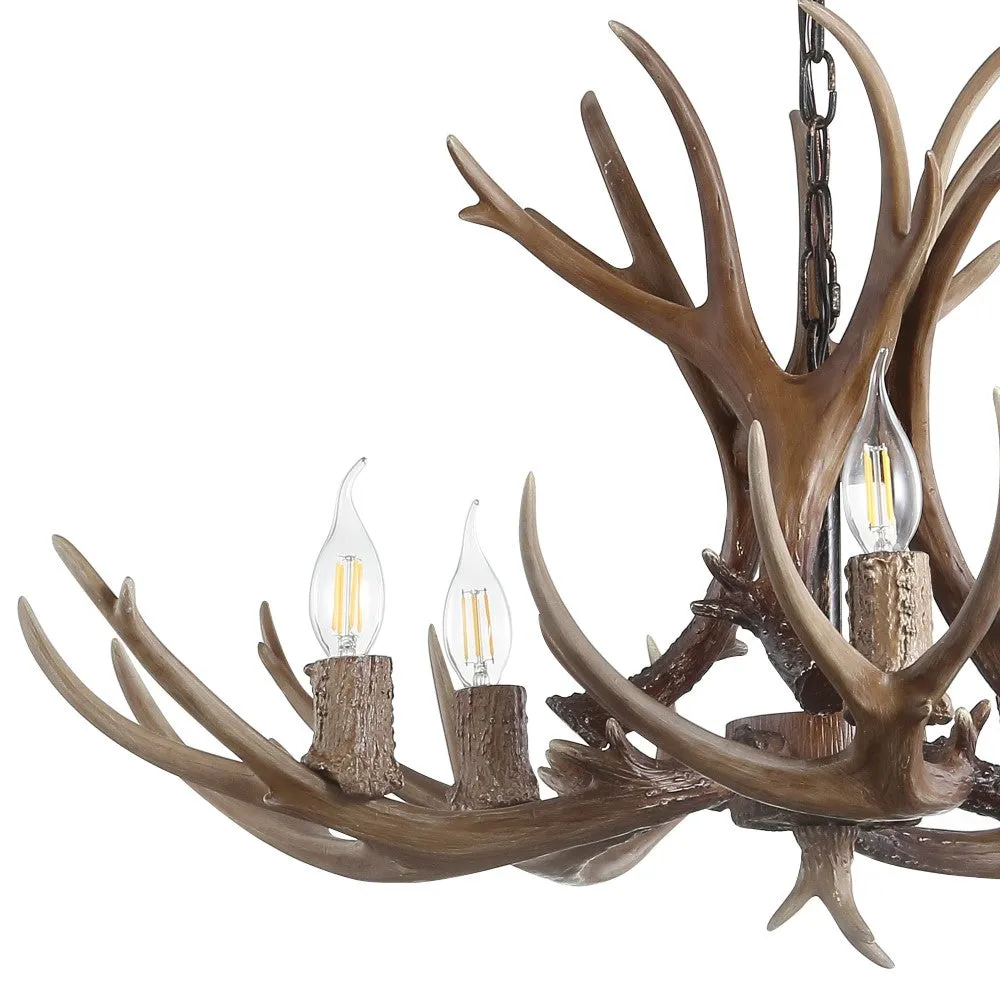 Cindy 30" Adjustable Resin Antler 5-Light LED Chandelier