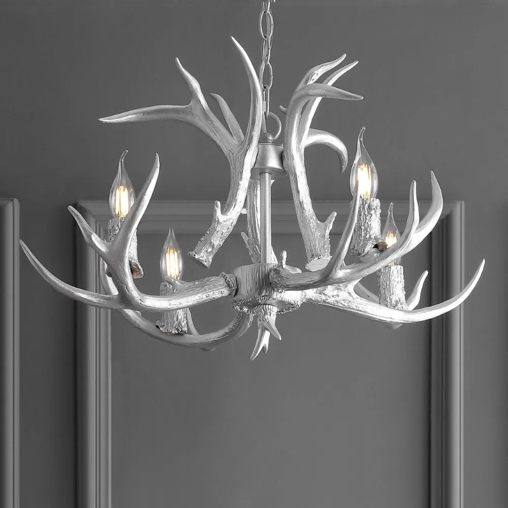 Cindy 30" Adjustable Resin Antler 5-Light LED Chandelier