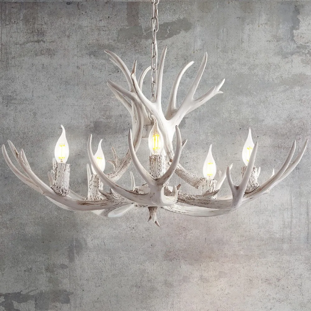 Cindy 30" Adjustable Resin Antler 5-Light LED Chandelier