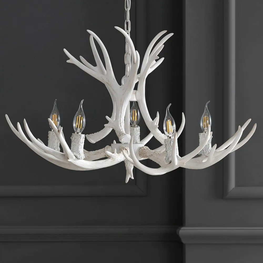 Cindy 30" Adjustable Resin Antler 5-Light LED Chandelier