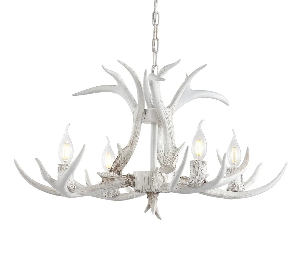 Cindy 30" Adjustable Resin Antler 5-Light LED Chandelier