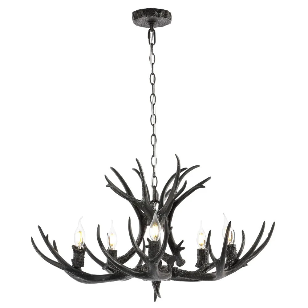 Cindy 30" Adjustable Resin Antler 5-Light LED Chandelier