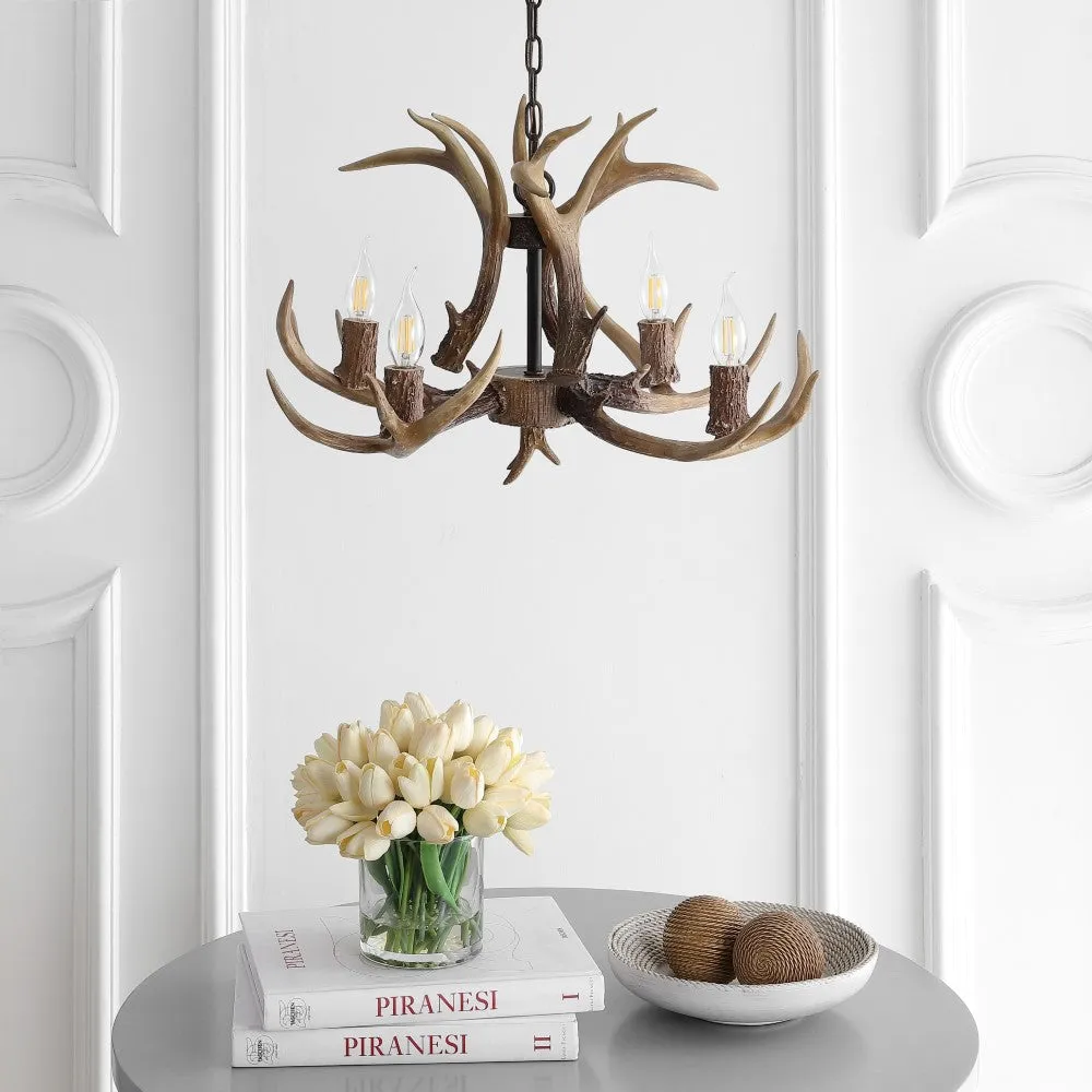 Cindy 30" Adjustable Resin Antler 5-Light LED Chandelier