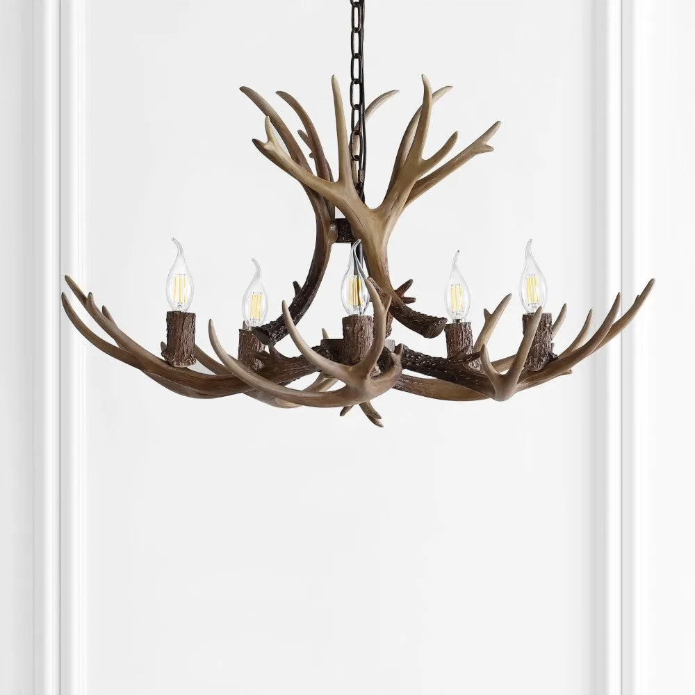 Cindy 30" Adjustable Resin Antler 5-Light LED Chandelier