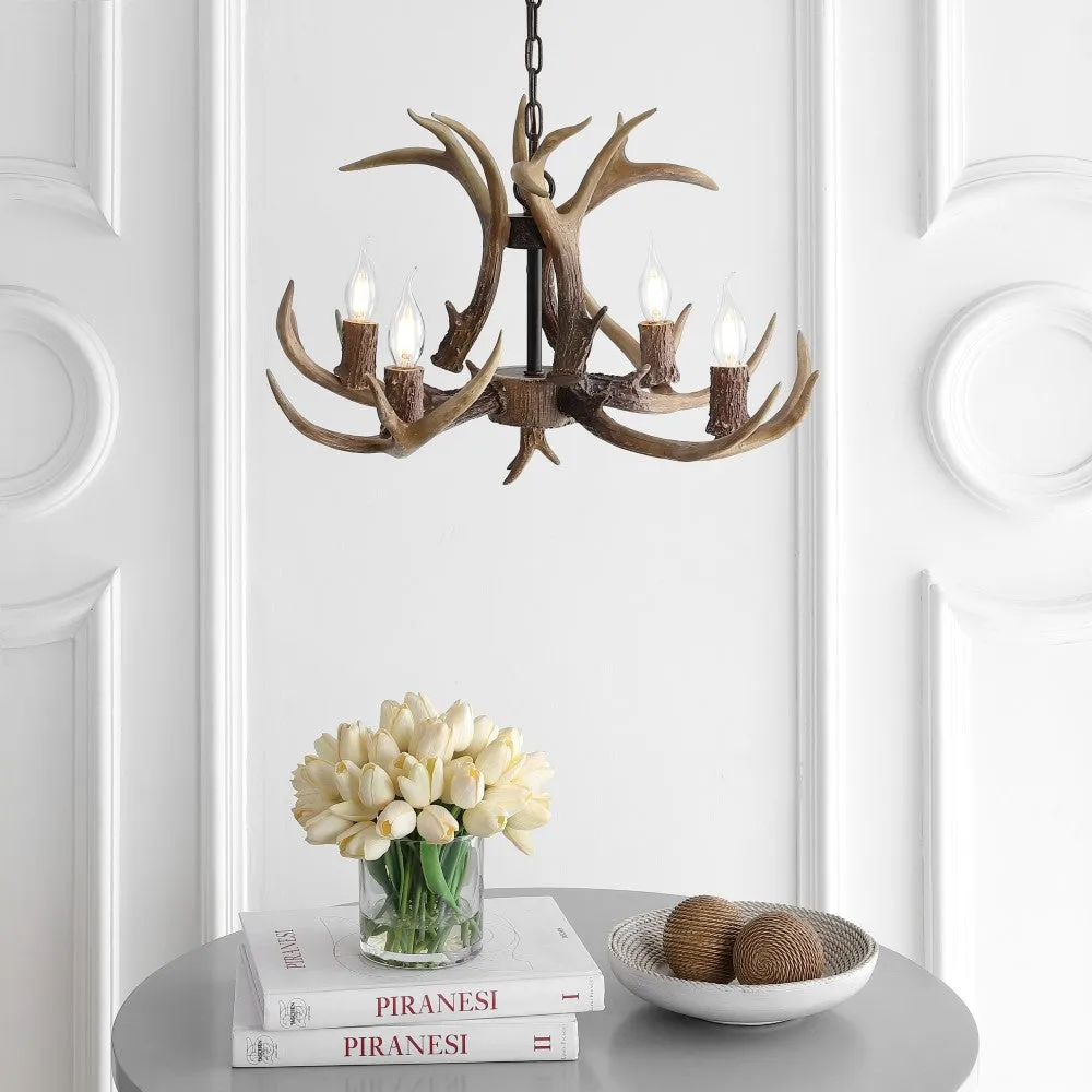 Cindy 30" Adjustable Resin Antler 5-Light LED Chandelier