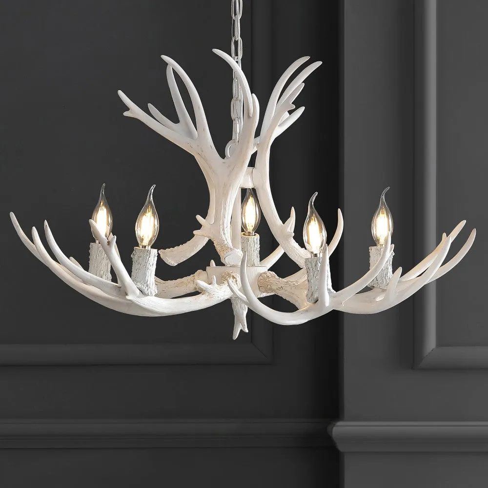 Cindy 30" Adjustable Resin Antler 5-Light LED Chandelier