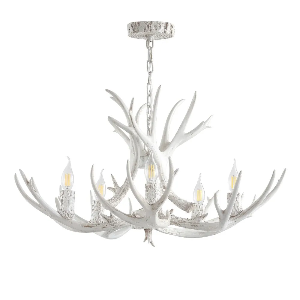 Cindy 30" Adjustable Resin Antler 5-Light LED Chandelier