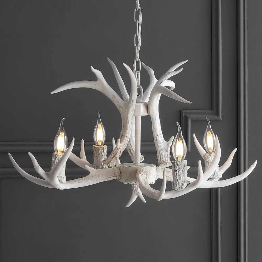 Cindy 30" Adjustable Resin Antler 5-Light LED Chandelier