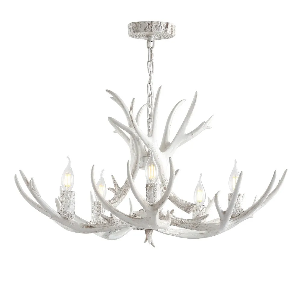 Cindy 30" Adjustable Resin Antler 5-Light LED Chandelier