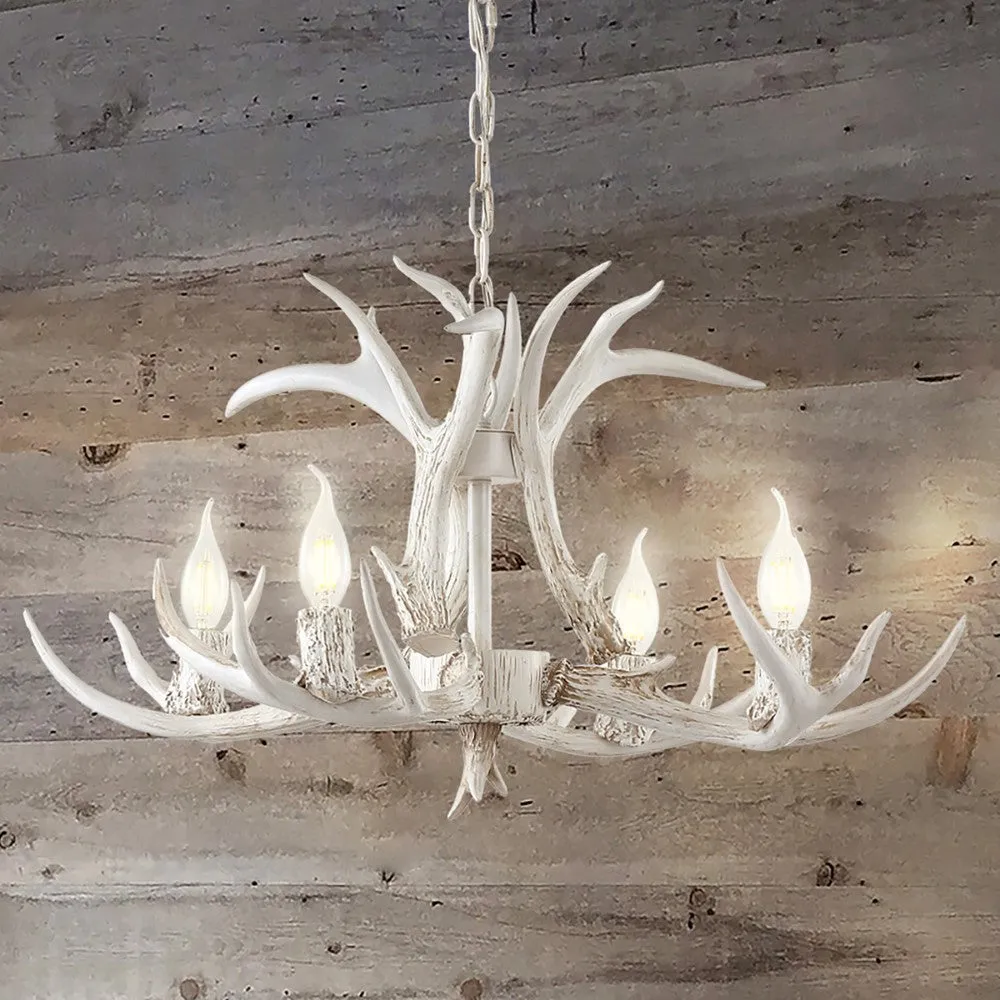 Cindy 30" Adjustable Resin Antler 5-Light LED Chandelier