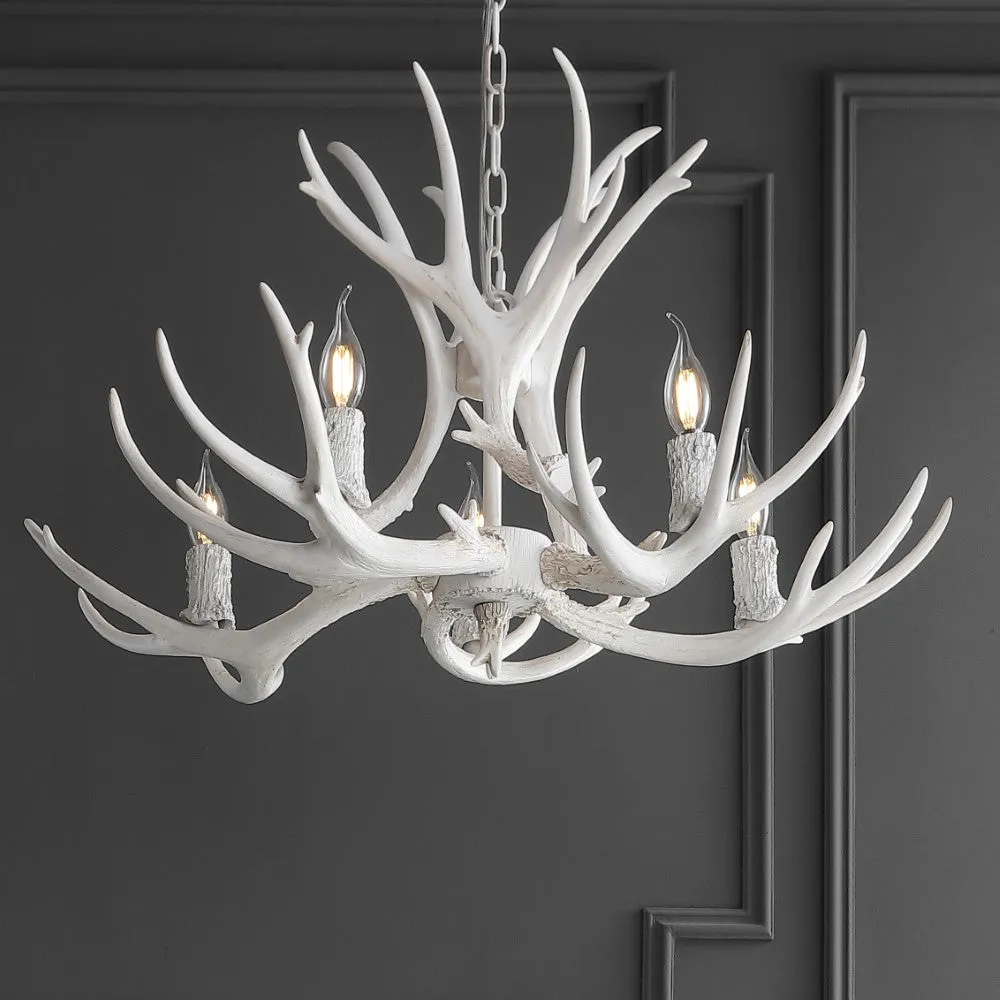 Cindy 30" Adjustable Resin Antler 5-Light LED Chandelier