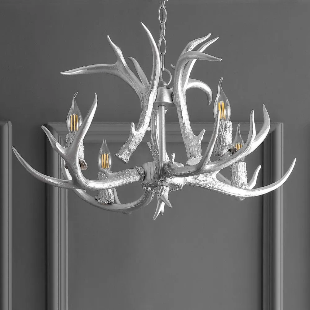 Cindy 30" Adjustable Resin Antler 5-Light LED Chandelier