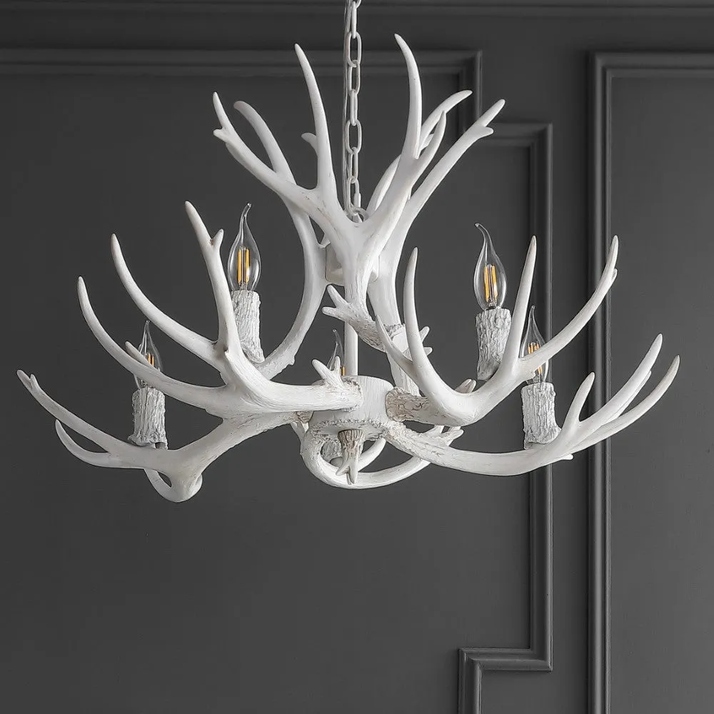 Cindy 30" Adjustable Resin Antler 5-Light LED Chandelier