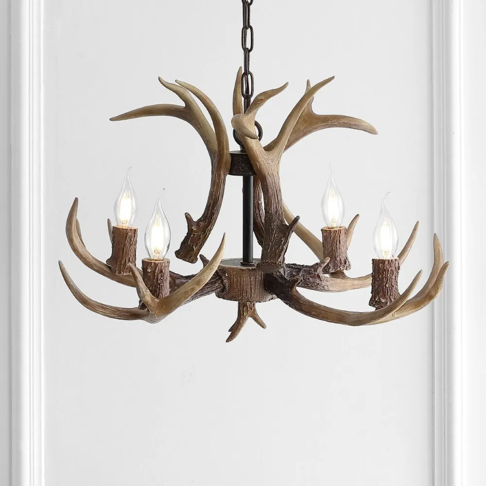 Cindy 30" Adjustable Resin Antler 5-Light LED Chandelier