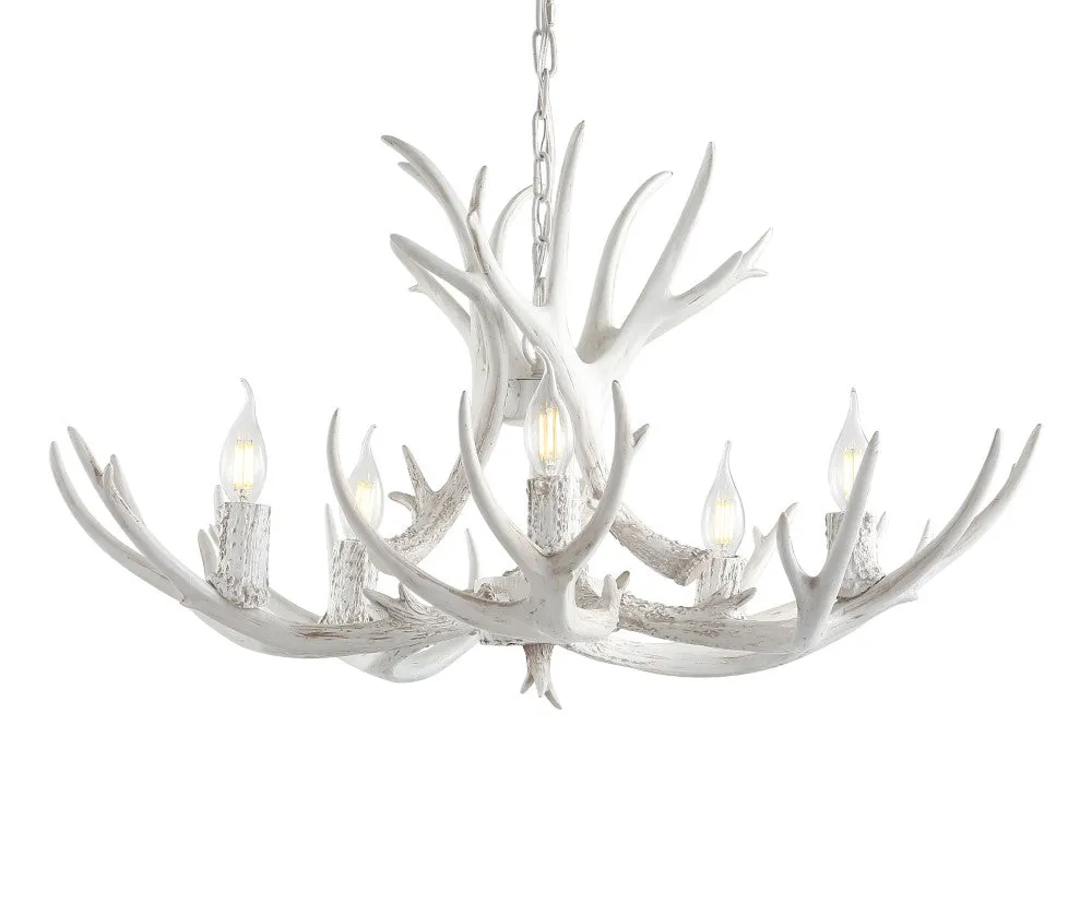 Cindy 30" Adjustable Resin Antler 5-Light LED Chandelier