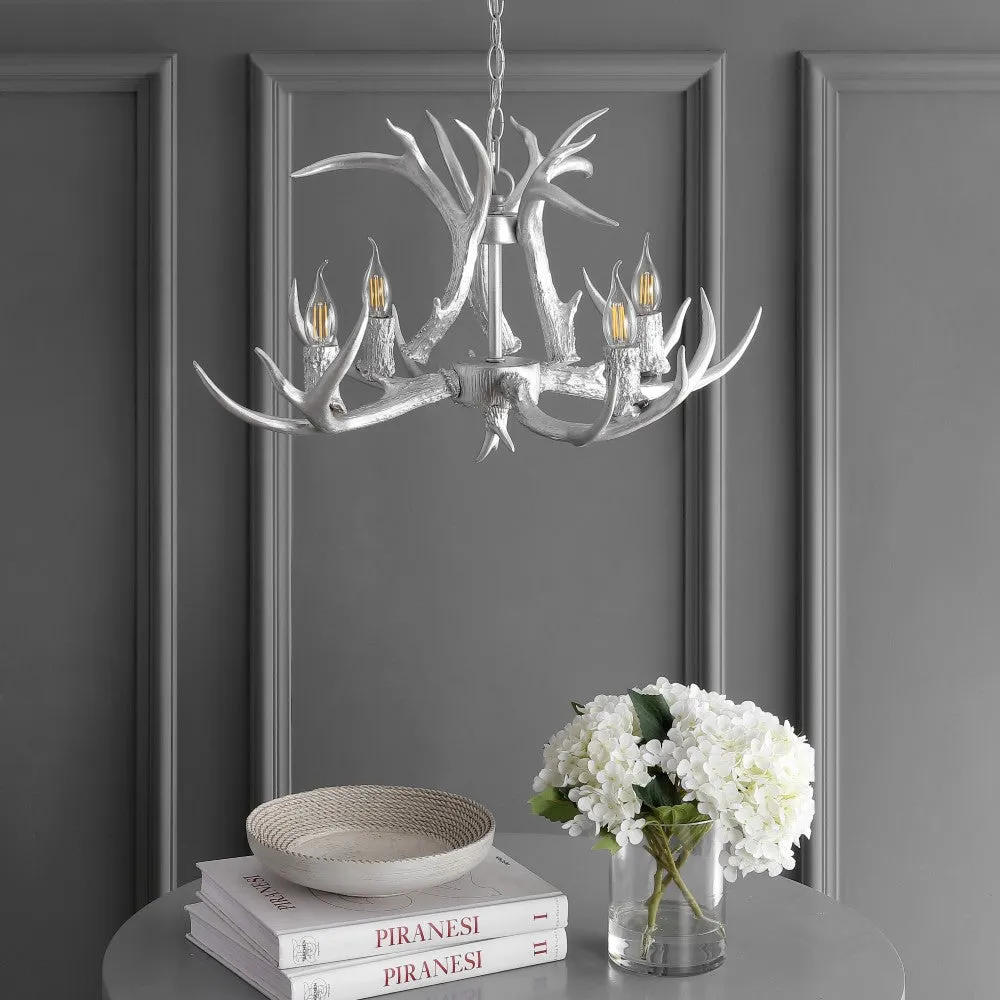 Cindy 30" Adjustable Resin Antler 5-Light LED Chandelier