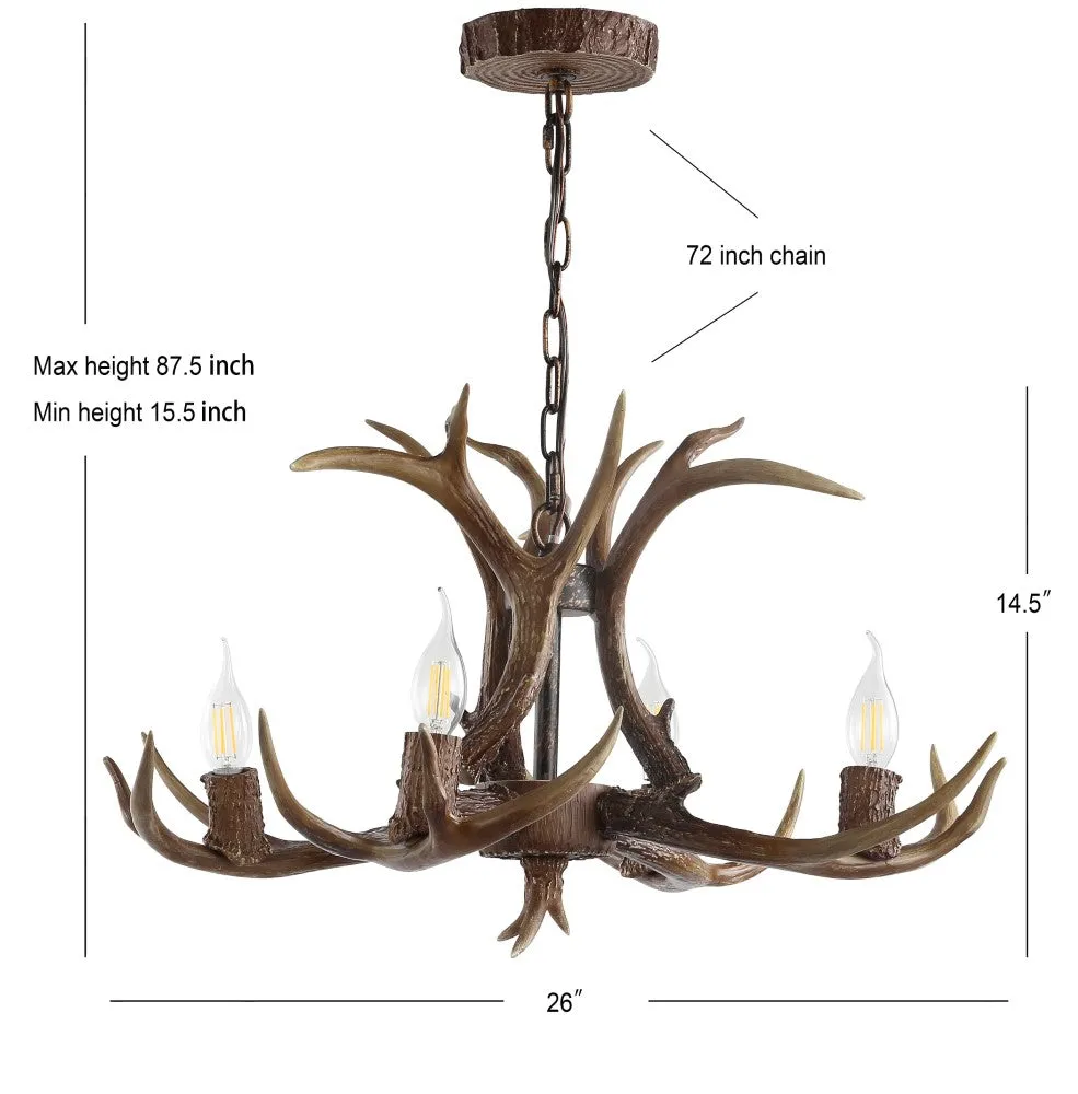 Cindy 30" Adjustable Resin Antler 5-Light LED Chandelier