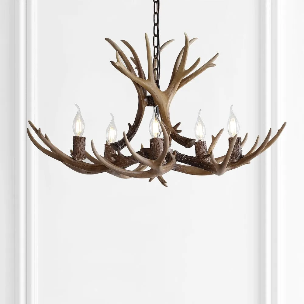 Cindy 30" Adjustable Resin Antler 5-Light LED Chandelier