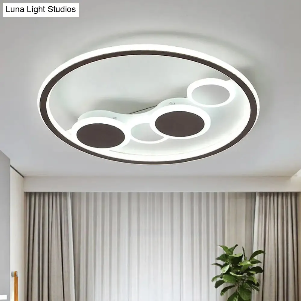 Circle Acrylic LED Flush Mount Ceiling Lamp - Modern Coffee Design with Dimmable Warm/White Light and Remote Control - 18.5"/23" Width