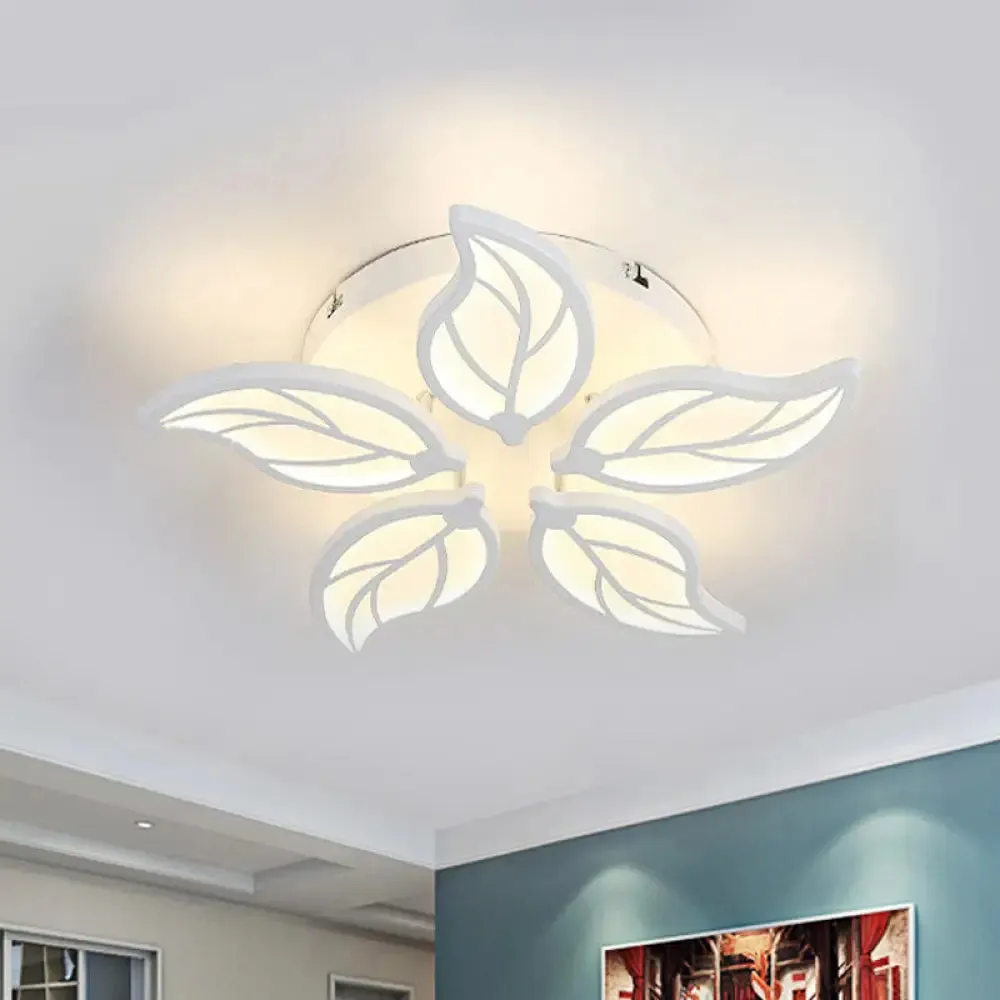 Contemporary 1/2-Tier Acrylic Flush Ceiling Lamp with Leaf Design and Warm/White LED Light (22"/27" Wide)